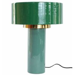 Lampe Igli Kaki Athezza Luminaire d'Ambiance de Table de Chevet en Acier Bi-Colore et Doré 30x30x40cm