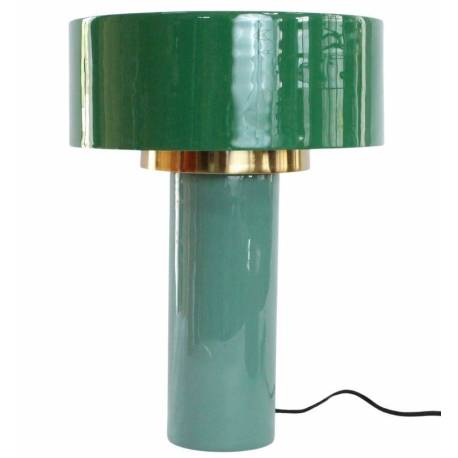 Lampe Igli Kaki Athezza Luminaire d'Ambiance de Table de Chevet en Acier Bi-Colore et Doré 30x30x40cm