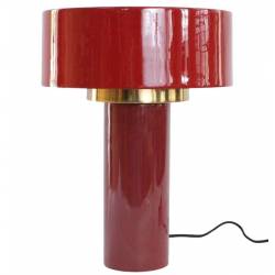 Lampe Igli Pourpre Athezza Luminaire d'Ambiance de Table de Chevet en Acier Bi-Colore et Doré 30x30x40cm