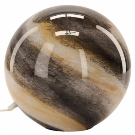 Lampe Nebula Beige et Brun Athezza Luminaire à Poser en Verre Boule Lumineuse 28x29x29cm