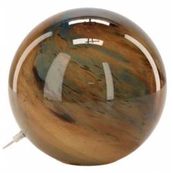 Lampe Nebula Bleu Canard et Brun Athezza Luminaire à Poser en Verre Boule Lumineuse 28x29x29cm