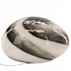Lampe Nebula Ovale Beige et Brun Athezza Luminaire à Poser en Verre Galet Lumineux 24x30x40cm