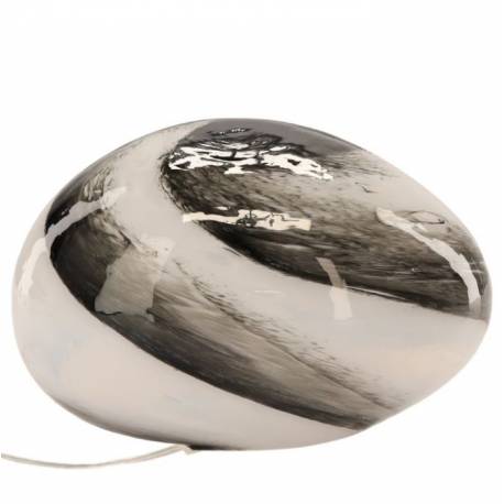 Lampe Nebula Ovale Beige et Brun Athezza Luminaire à Poser en Verre Galet Lumineux 24x30x40cm