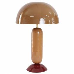 Lampe Sintra Marron Athezza Luminaire Champignon en Acier Tricolore Lampe à Poser Design 30x30x45cm
