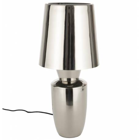 Lampe de Table Classy Chromée Zuiver Luminaire d'Ambiance de Table de Chevet en Acier Argenté 20x20x42cm