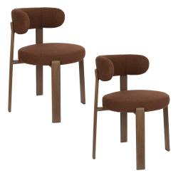 Lot de 2 Chaises de Table Robyn Woody Assises d’Intérieur Tissu et Acier Sièges Rétro Design Seventies 48x52x74cm