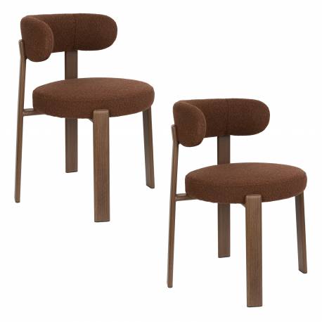 Lot de 2 Chaises de Table Robyn Woody Assises d’Intérieur Tissu et Acier Sièges Rétro Design Seventies 48x52x74cm