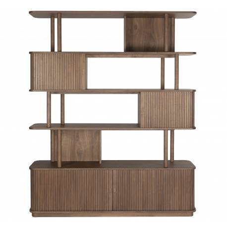 Bibliothèque Barbier Noyer Zuiver Etagère Design Meuble de Rangement 35x160x195cm