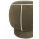 Pouf Marina Assise Ronde en Tissu Vert et Blanc Repose Pied Tabouret 45x45x48cm