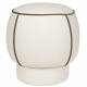 Pouf Marina Assise Ronde en Tissu Blanc et Vert Repose Pied Tabouret 45x45x48cm