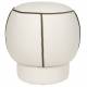 Pouf Marina Assise Ronde en Tissu Blanc et Vert Repose Pied Tabouret 45x45x48cm