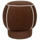 Pouf Marina Assise Ronde en Tissu Rouge et Blanc Repose Pied Tabouret 45x45x48cm