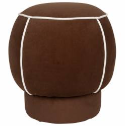 Pouf Marina Assise Ronde en Tissu Rouge et Blanc Repose Pied Tabouret 45x45x48cm
