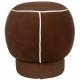 Pouf Marina Assise Ronde en Tissu Rouge et Blanc Repose Pied Tabouret 45x45x48cm