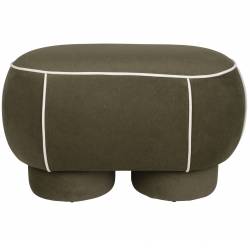 Banc Marina M Woody Assise d'Appoint en Tissu Vert et Blanc Bout de Lit 45,5x49x77,5cm
