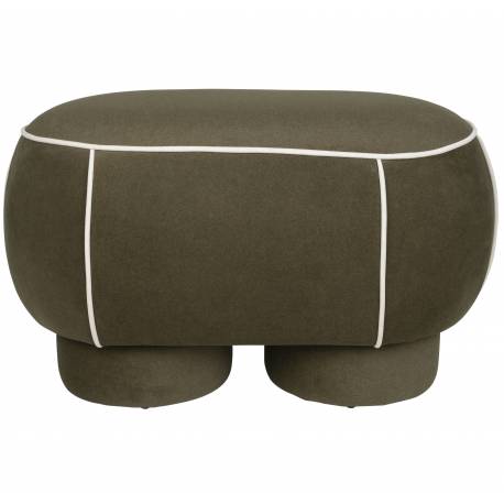 Banc Marina M Woody Assise d'Appoint en Tissu Vert et Blanc Bout de Lit 45,5x49x77,5cm
