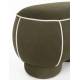 Banc Marina M Woody Assise d'Appoint en Tissu Vert et Blanc Bout de Lit 45,5x49x77,5cm