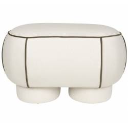 Banc Marina M Woody Assise d'Appoint en Tissu Blanc et Vert Bout de Lit 45,5x49x77,5cm