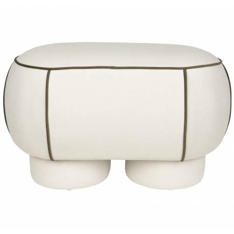 Banc Marina M Woody Assise d'Appoint en Tissu Blanc et Vert Bout de Lit 45,5x49x77,5cm
