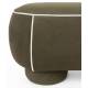Banc Marina L Woody Assise d'Appoint en Tissu Vert et Blanc Bout de Lit 44x47x121cm