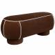 Banc Marina L Woody Assise d'Appoint en Tissu Rouge et Blanc Bout de Lit 44x47x121cm