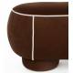 Banc Marina L Woody Assise d'Appoint en Tissu Rouge et Blanc Bout de Lit 44x47x121cm