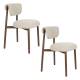 Lot de 2 Chaises Lee Woody Duo d'Assises en Acier et Tissu Beige Sièges de Repas 46x57x78cm