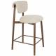 Lot de 2 Chaises de Comptoir Lee Woody Duo d'Assises Hautes en Acier et Tissu Beige Sièges de Cuisine 43,5x52,5x89,5cm