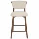 Lot de 2 Chaises de Comptoir Lee Woody Duo d'Assises Hautes en Acier et Tissu Beige Sièges de Cuisine 43,5x52,5x89,5cm