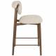 Lot de 2 Chaises de Comptoir Lee Woody Duo d'Assises Hautes en Acier et Tissu Beige Sièges de Cuisine 43,5x52,5x89,5cm