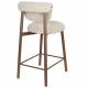 Lot de 2 Chaises de Comptoir Lee Woody Duo d'Assises Hautes en Acier et Tissu Beige Sièges de Cuisine 43,5x52,5x89,5cm