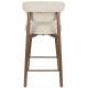 Lot de 2 Chaises de Comptoir Lee Woody Duo d'Assises Hautes en Acier et Tissu Beige Sièges de Cuisine 43,5x52,5x89,5cm
