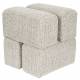 Pouf Staple Woody Tabouret Design en Bois et Tissu Beige Chiné Assise d'Appoint Cubique 40x40x45cm
