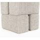 Pouf Staple Woody Tabouret Design en Bois et Tissu Beige Chiné Assise d'Appoint Cubique 40x40x45cm
