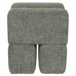 Pouf Staple Woody Tabouret Design en Bois et Tissu Vert Chiné Assise d'Appoint Cubique 40x40x45cm