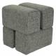 Pouf Staple Woody Tabouret Design en Bois et Tissu Vert Chiné Assise d'Appoint Cubique 40x40x45cm