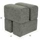 Pouf Staple Woody Tabouret Design en Bois et Tissu Vert Chiné Assise d'Appoint Cubique 40x40x45cm