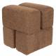 Pouf Staple Woody Tabouret Design en Bois et Tissu Terracotta Chiné Assise d'Appoint Cubique 40x40x45cm