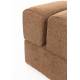 Pouf Staple Woody Tabouret Design en Bois et Tissu Terracotta Chiné Assise d'Appoint Cubique 40x40x45cm