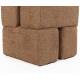 Pouf Staple Woody Tabouret Design en Bois et Tissu Terracotta Chiné Assise d'Appoint Cubique 40x40x45cm