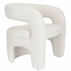 Fauteuil Nova Woody Assise de Salon en Bois et Assise Crème Sofa 1 Place Design 66x69x72cm