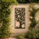 Cadre Décoration Murale Arbre de Vie Verticale en Métal Patiné Marron 3x57x115cm
