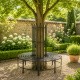 Grand Banc de Jardin Tour d’Arbre Obélisque Circulaire Banc Acier Patiné Marron Support à Plantes 160x160x160cm