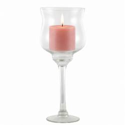 Photophore Bougeoir Porte Bougie Vase Porte Fleurs Plantes en Verre Blanc 15x15x35cm