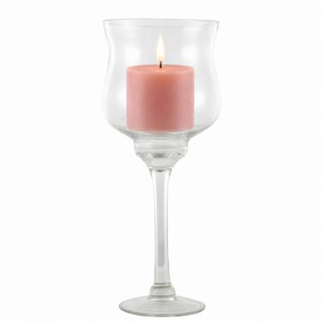 Photophore Bougeoir Porte Bougie Vase Porte Fleurs Plantes en Verre Blanc 15x15x35cm