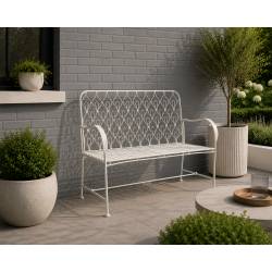 Banc Paon 2 Places Banquette de Jardin Fauteuil 2 Personnes en Métal Blanc 49x92x123cm