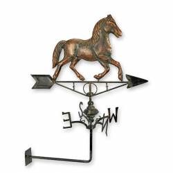 Girouette Murale Motif Cheval Mobile en Acier 4 Points Cardinaux Décoration Extérieure 33x64,5x72cm