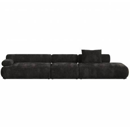 Canapé Rembrandt Zuiver Méridienne Gauche Sofa Modulaire en Pin et Tissu Brun Assises Contemporaines 68x97x402cm