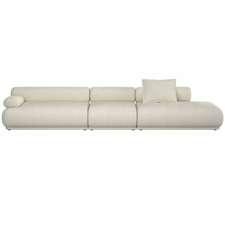 Canapé Rembrandt Zuiver Méridienne Gauche Sofa Modulaire en Pin et Tissu Beige Assises Contemporaines 68x97x402cm