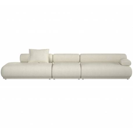 Canapé Rembrandt Zuiver Méridienne Droite Sofa Modulaire en Pin et Tissu Beige Assises Contemporaines 68x97x402cm
